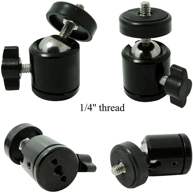 Adaptateur de montage pour chaussures, Mini rotule pivotante à 360 degrés, tête de vis pour trépied 1/4, pour appareils photo, caméscopes, téléphone intelligent, (2 paquets)
