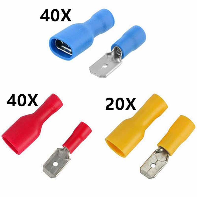 100 Stück FDD 1,25–250 MDD1,25–250 weiblich + männlich Spaten isolierte elektrische Crimp-Anschlussklemmen Verdrahtungskabelstecker – Detail 1