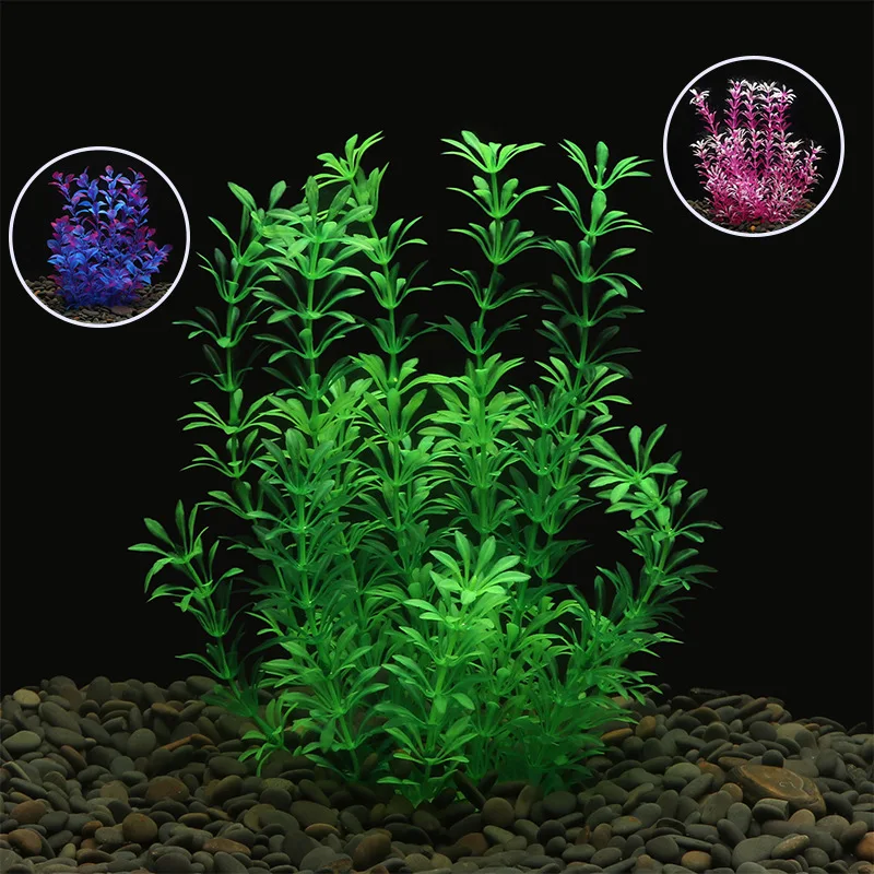 Simulated Aquatic Plants for Fish Tank, Green Water Plant, Ornament with Stone Base, Aquatic Grass Decor, Durable