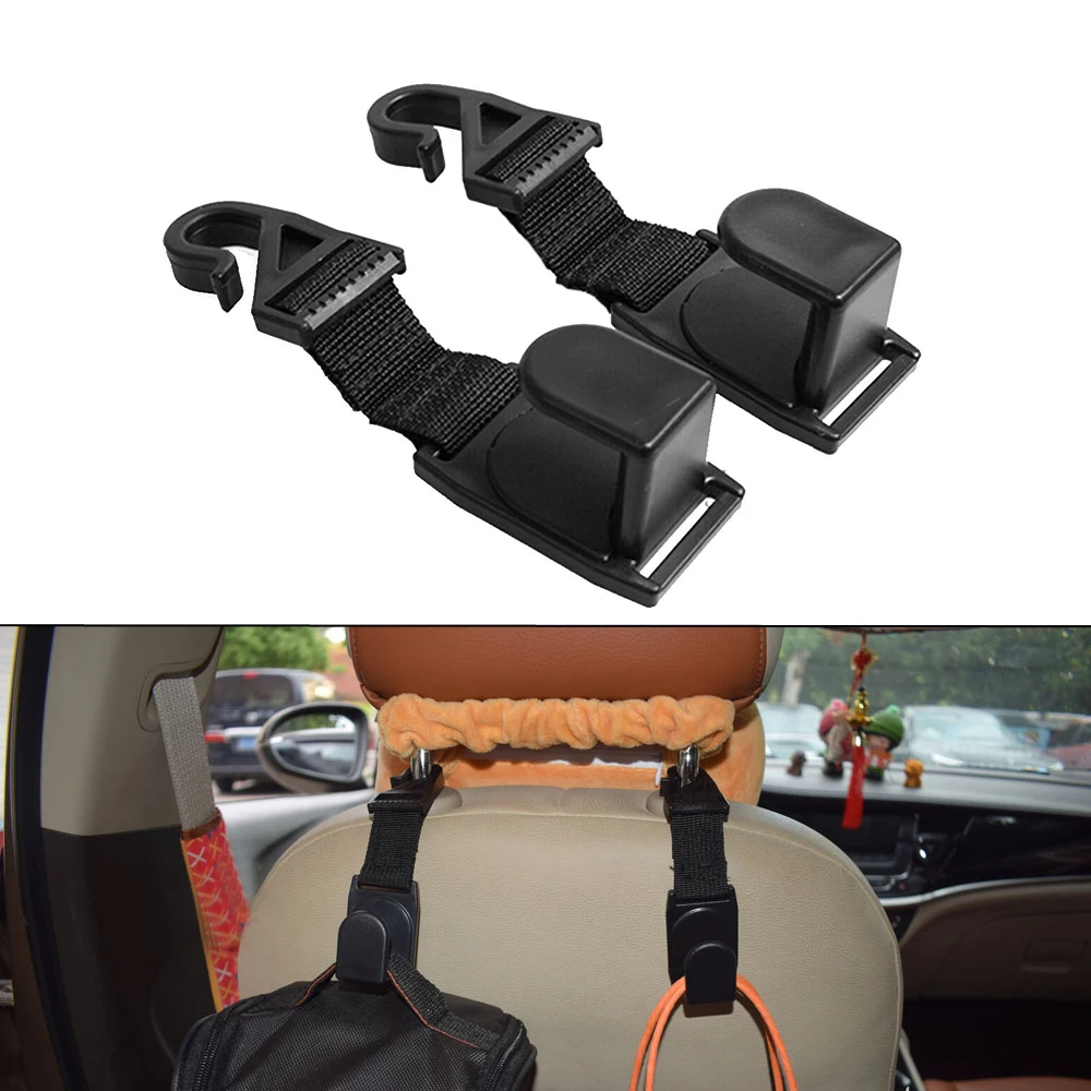 2pcs Black Car Back Seat Headrest Hook Hanger Universal For 2018-2020 Jeep Wrangler JL Sports Rubicon 15 x 4.0 x 4.0cm