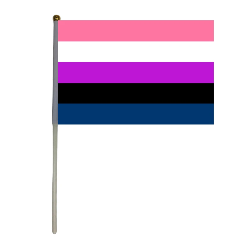 

free shipping xvggdg 100pcs 14 * 21cm Custom Hand Flag LGBT Gender fluid Pride Flag