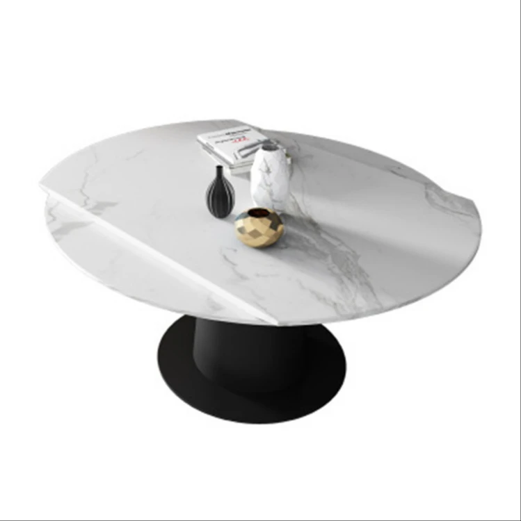 

Rock plate dining table telescopic rotary small household square table to round table folding multi-functional dining table