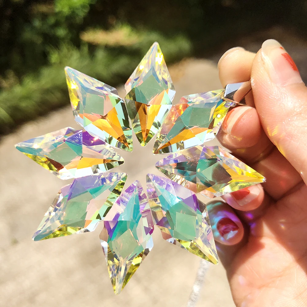 80MM Snowflake Suncatcher Chandelier Crystals Prisms Glass Crystal Pendants DIY Handcrafts Hanging Ornament Car Decor Gifts