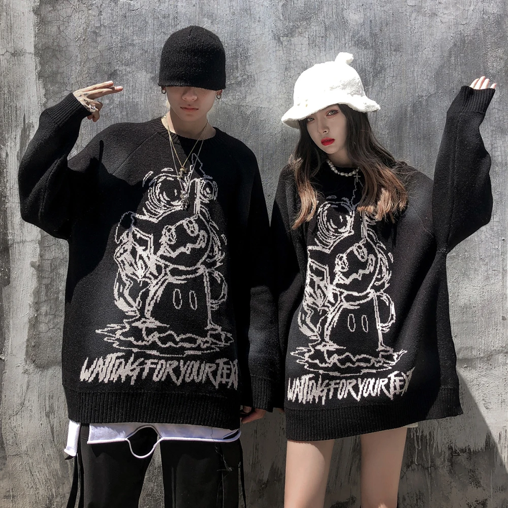 

Unisex Hip Hop Punk Oversized Harajuku Men Clothing Streetwear Mens Couple Clothes Sweater Fashion Nice New