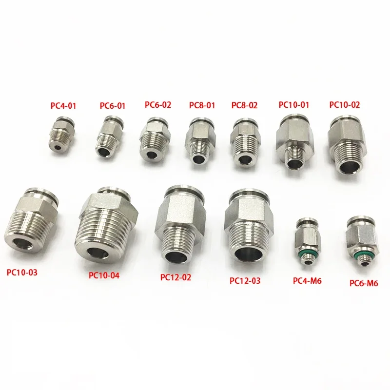 304 Stainless steel gas pipe quick connector Thread straight through high temperature pressure PC10/PC12/PC14/PC16-01/02/03/04