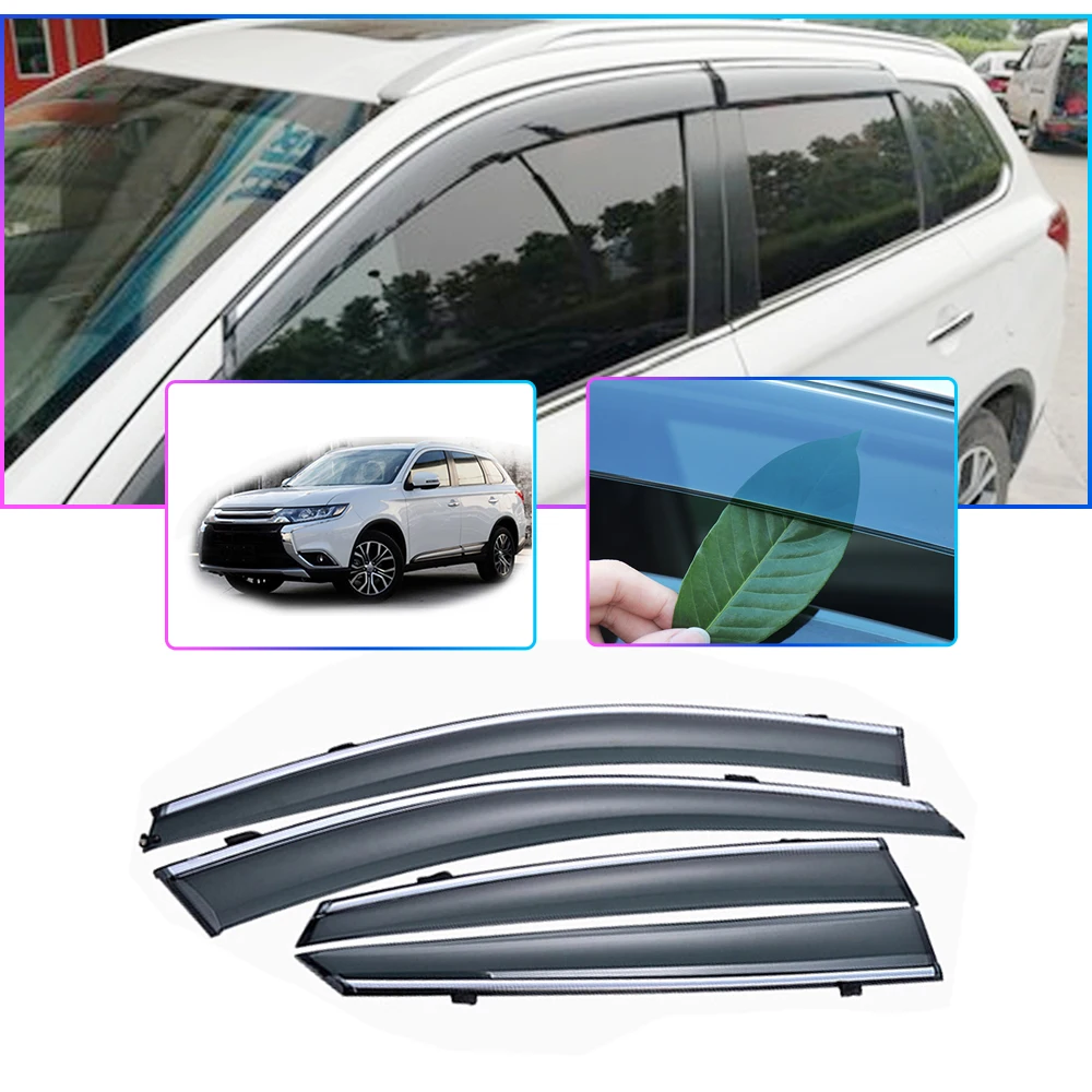 

For Mitsubishi Outlander 2015 2016 2017 2018 Car Sunny visor Smoke Window Sun Rain Visor Deflector Guard Car Accessories