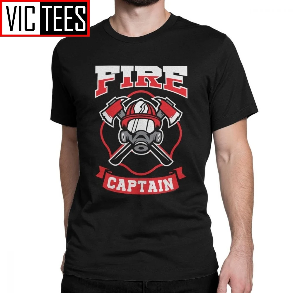 Fire Captain Firefighter Fireman Job Men T Shirts Hip-hop Cotton Short Sleeve Tee Shirt Round Neck T-Shirts Graphic Clothes