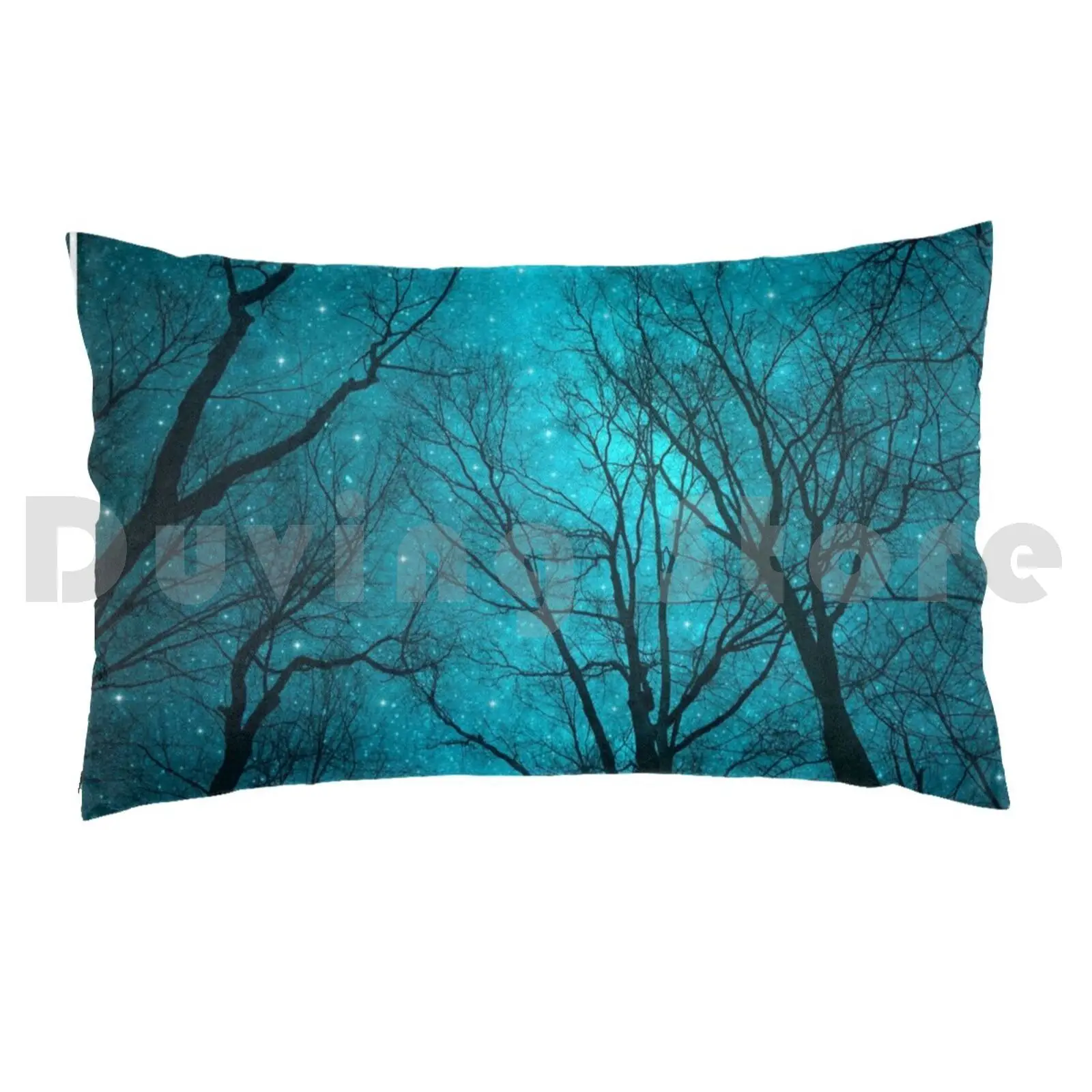 Stars Can't Shine Without Darkness Pillow Case Printed 35x50 Night Stars Nebula Sky Mint Teal Night Galaxy