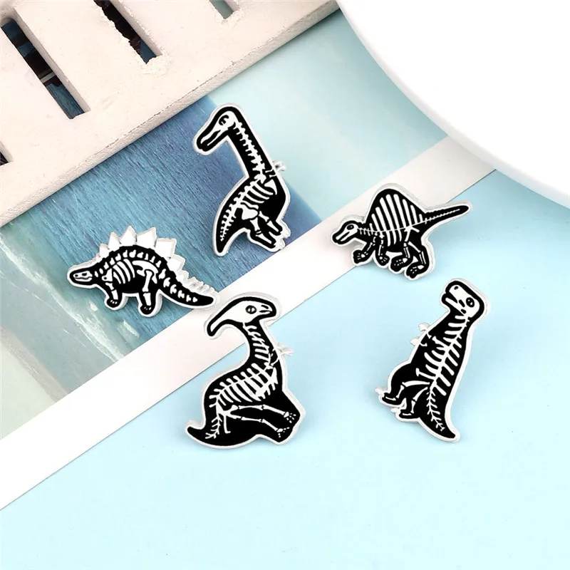 Cartoon Dinosaur Brooches Icons Custom Cute Wild Animal Enamel Pins Bag Clothes Lapel Pin Fashion Jewelry Gift for Kids Friends