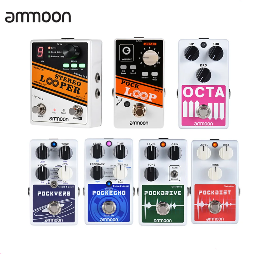 ammoon POCK LOOP Looper Guitar Effect Pedal 11 Loopers Supports 1/2 & 2X Speed Playback Reverse Functions True Bypass Pedal Part