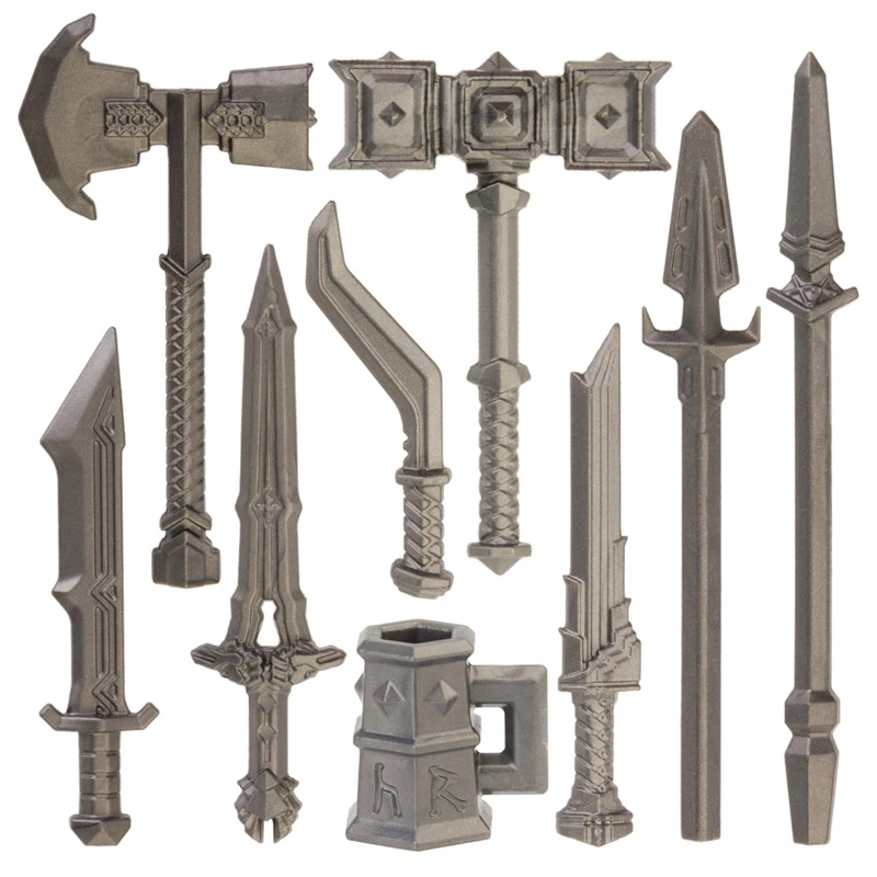 Koruit Mediaeval Times Dwarf Weapons For 4cm Mini Dolls Spear Sword Axe MOC Building Blocks Bricks Toys For Children image 4