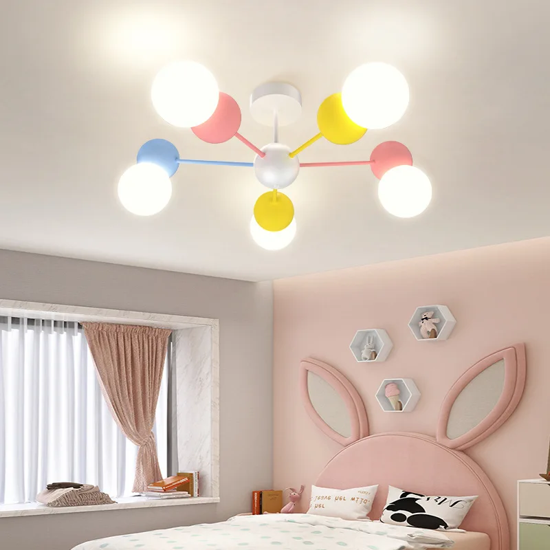 Nordic Kids Chandelier Light for Bedroom Nursery School Indoor Decor Cute Cartoon Pendant Hanging Lamp LED AC 220V 24W