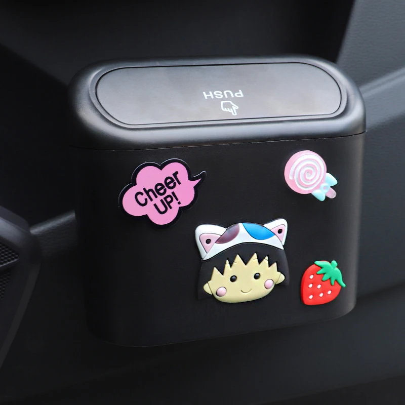 Cute Car Organizer Accessories Mini Cartoon Auto Trash Garbage Bin Can Interior Rubbish Waste Dustbin Storage For Women Girls