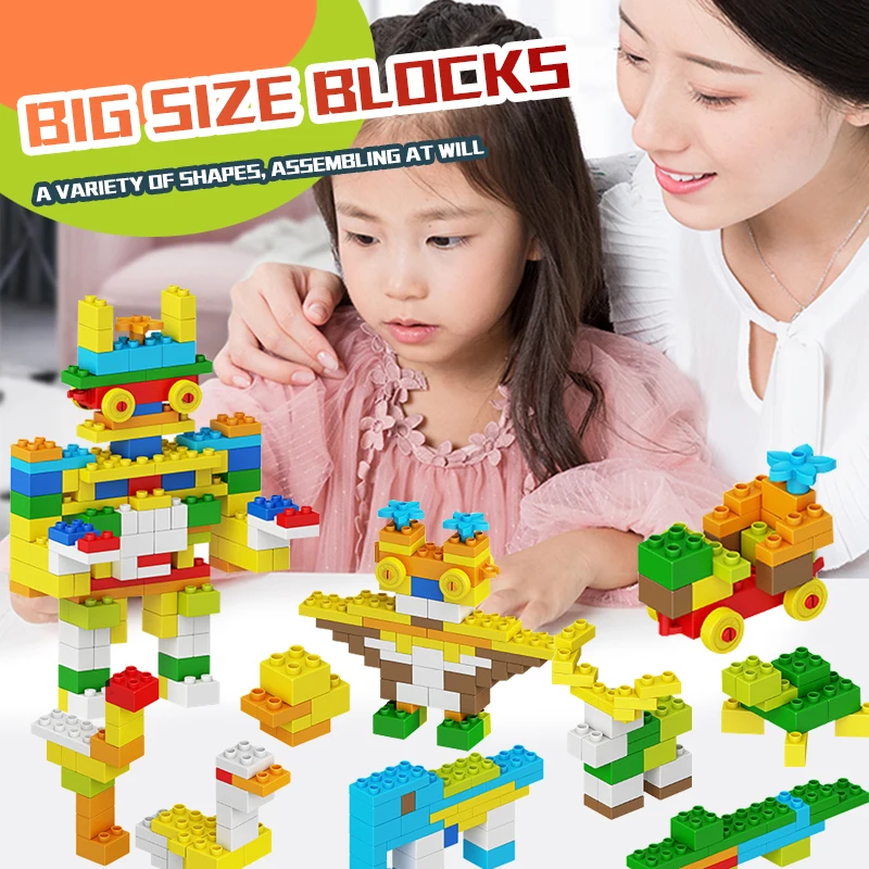 61-366Pcs Big Size DIY Creative Bricks Classic Assembly Large Particles Bulk Colorful Building Blocks Educational Toys Kids Gift