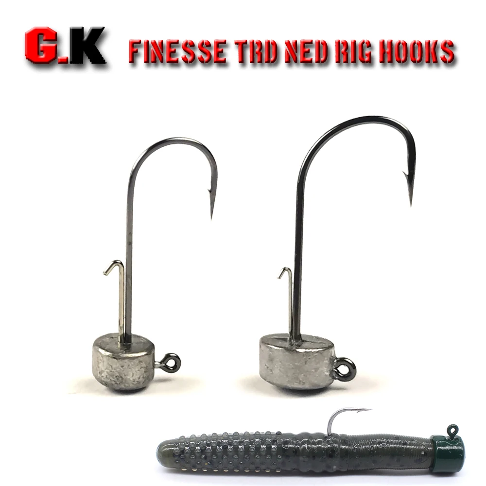 Brand 4pcs/Lot Finesse NED Rig Lead Hook Crank Jig Head Barbed Lure Hooks Soft Bait Worm For Bass Fishing Accessories