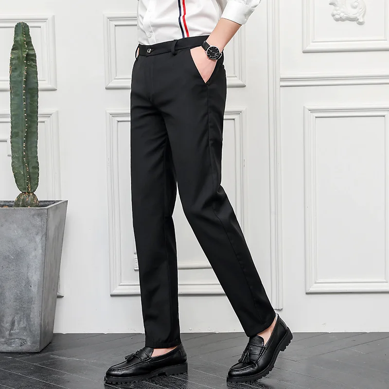 Men's Suit Pants Casual Slim-Fit Trousers Men Office Pants Blue Male Dress Pants Pantalon De Vestir Hombre Khaki Black Business