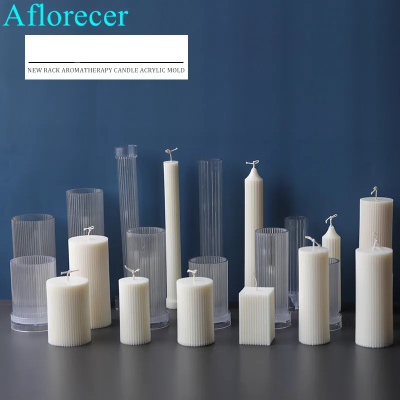 다양한 아크릴 플라스틱 양초 금형, 클래식 스트라이프 로마 기둥 디자인 모양 양초 실리콘 금형, 양초 만들기 파라핀