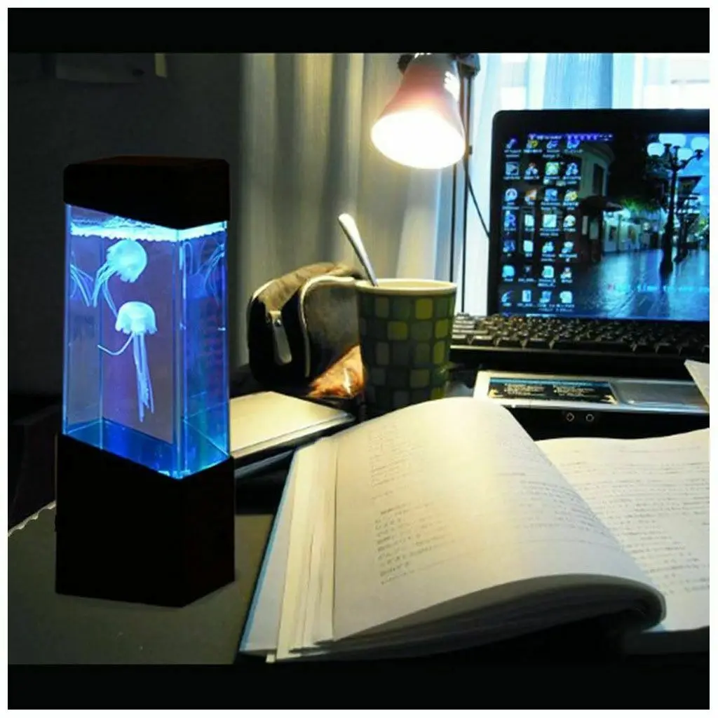 Jellyfish Tank Night Light Aquarium Style LED Lamp Sensory Autism LED Desk Lamp jellyfish aquarium lamp Dropshiping