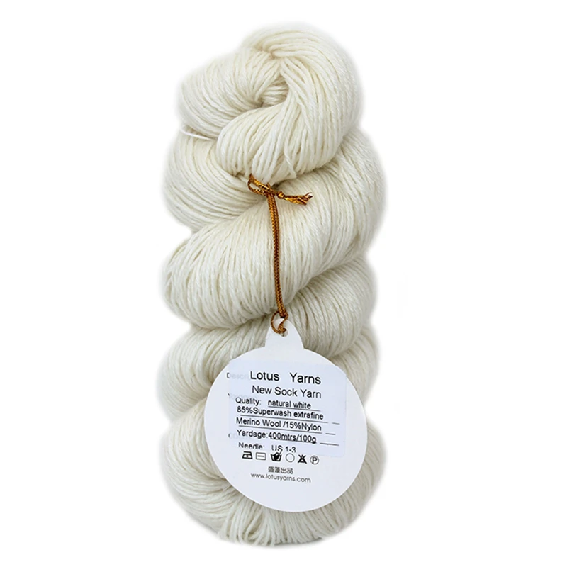 100g Hank New Sock Yarn Wool Merino Nylon  Hand knitting Crochet  Undyed Yarn Natural White