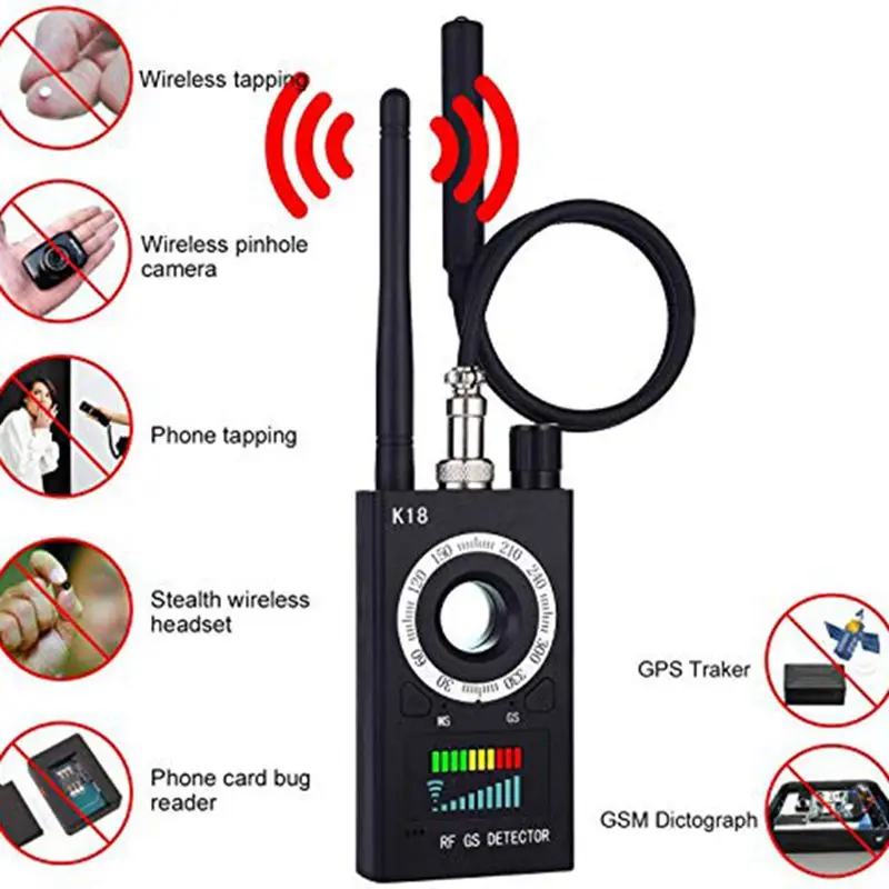 

1MHz-6.5GHz K18 Multi-function Anti-spy Detector Camera GSM Audio Bug Finder GPS Signal lens RF Tracker Detect Wireless Products