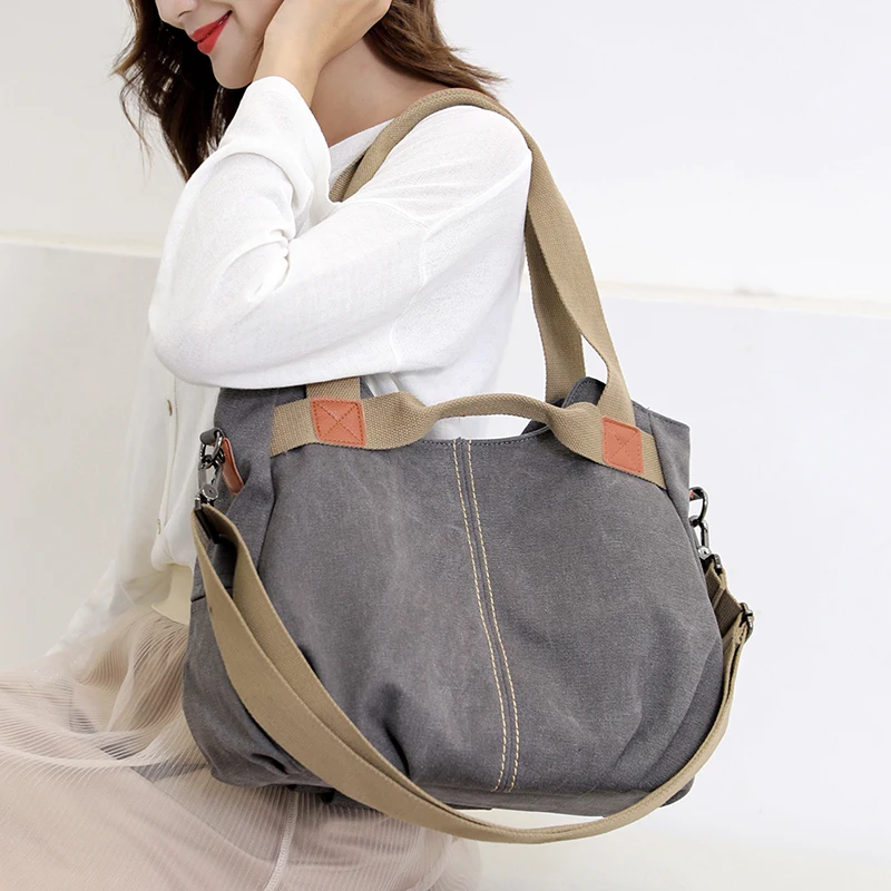 Canvas Hobos Bag Women Handbags Female Designer Large Capacity Leisure Shoulder Bags for Travel Weekend Outdoor Bolsas Colors