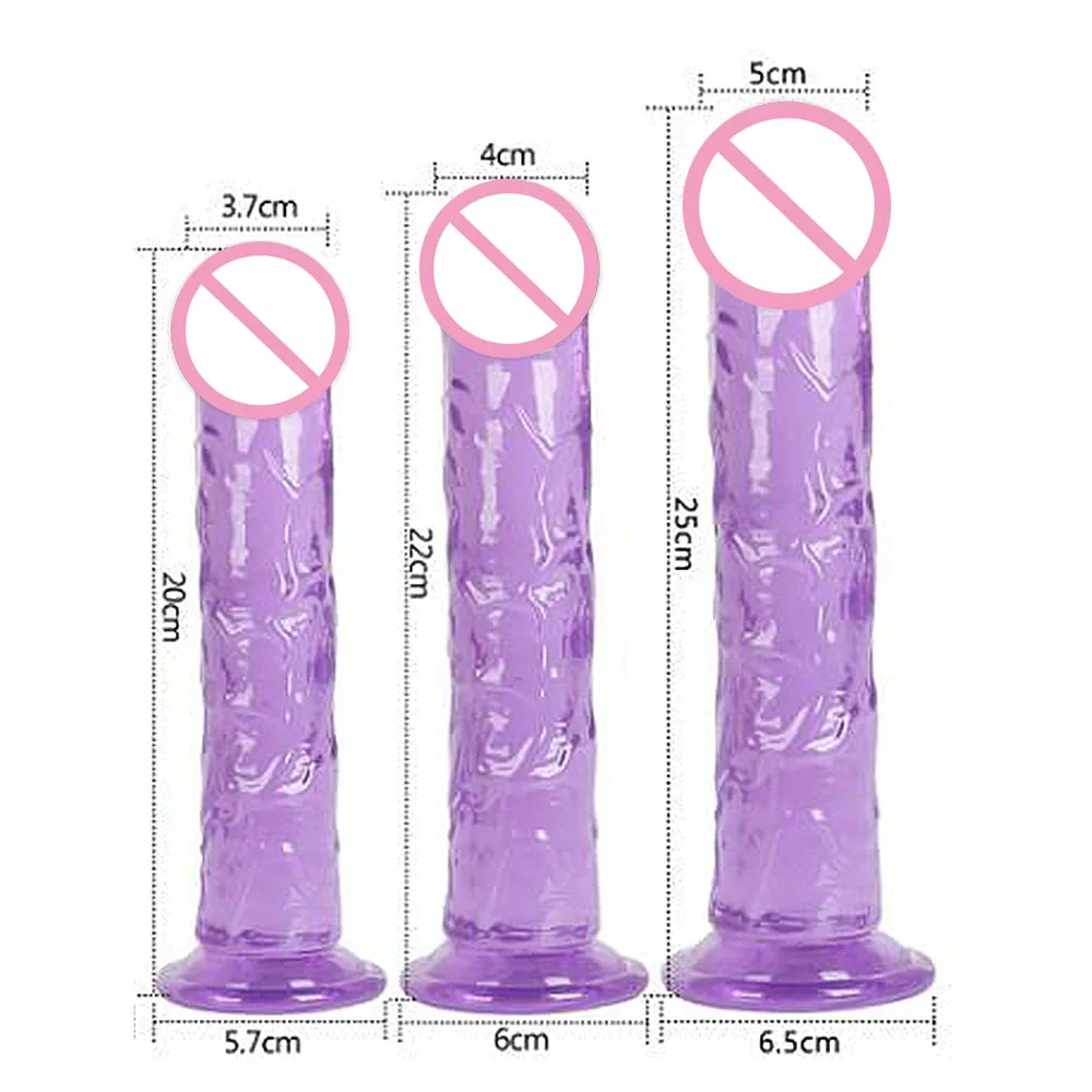 Multi-size Realistic Dildos Jelly Dong Clitoris Sex Toys for Women Flexible Cock with Curved Shaft Crystal Dildo G-spot Massage