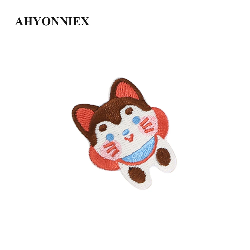 AHYONNIEX 1 PC Embroidered Catoon Tako Yaki Patches Clothes Bags DIY Applique Embroidery Dog Iron On Patch for Clothes