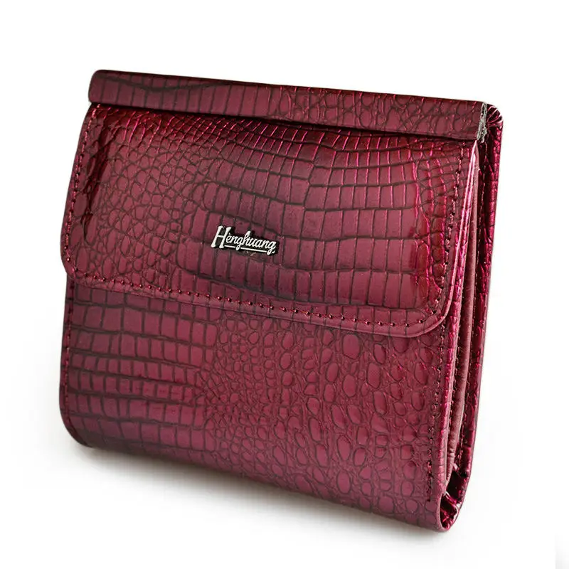 HH Frauen Brieftasche Patent Leder Dame Kurze Haspe Zipper Münze Karte Halter Geldbörse Mini Geldbörsen Weibliche Luxus Alligator Geldbörsen Kupplung