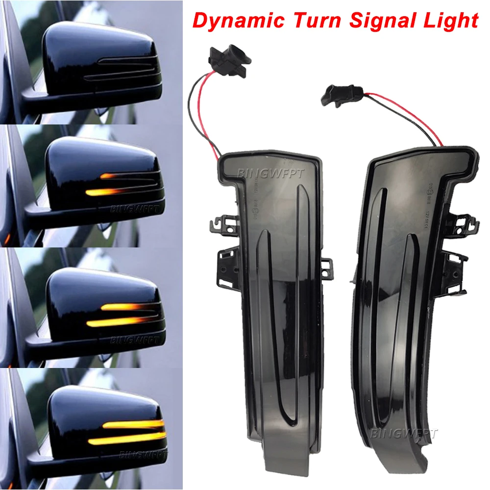 1pair Dynamic Rearview Mirror Blinker Turn Signal LED Light For Mercedes Benz W176 W246 W212 W204 CLA C117 GLA GLK W221 CLS W218