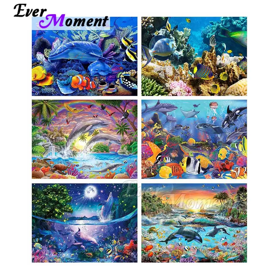 Ever Moment Diamond Painting Underwater World DIY Full Square Resin Drill Handmade Embroidery Home Artwork Decoration ASF2149