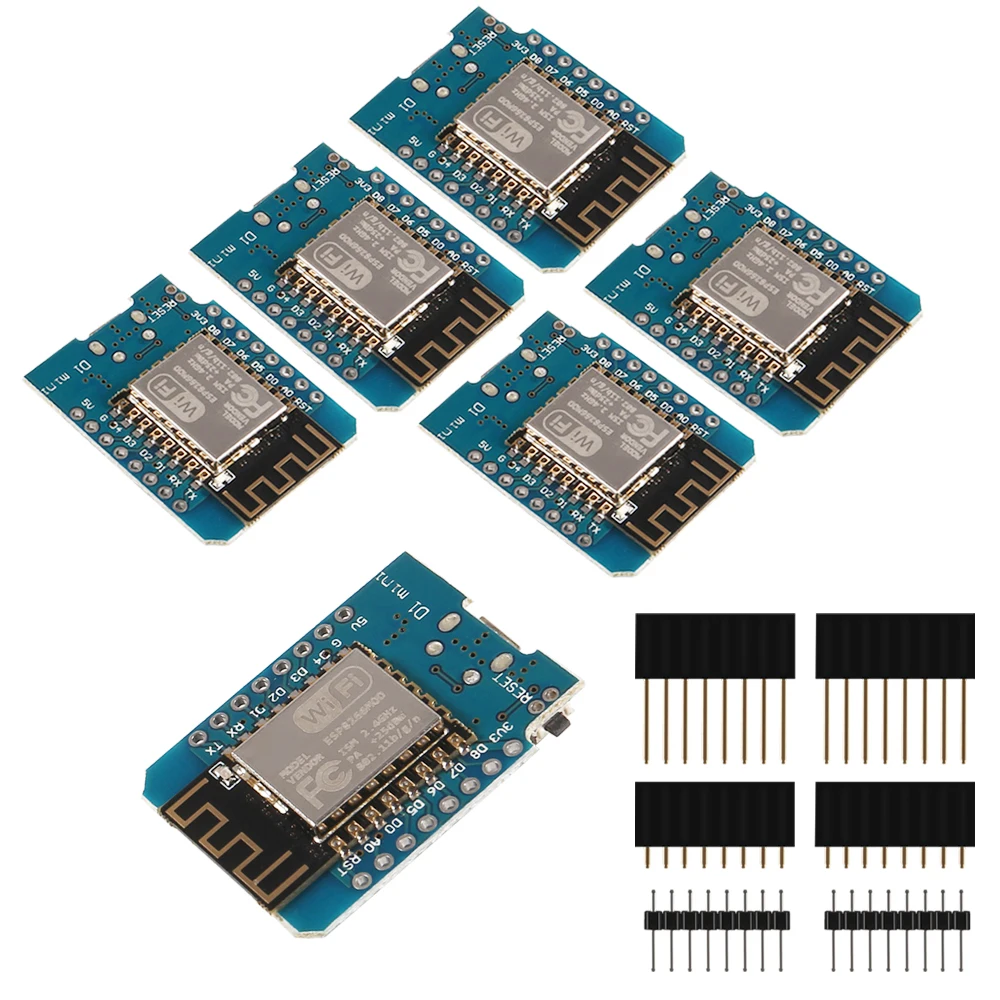 6pcs ESP8266 ESP-12 Wemos D1 Mini WiFi Development Board Micro USB 3.3V Based On ESP-8266 With Pin ESP12 WeMos D1 Mini Module