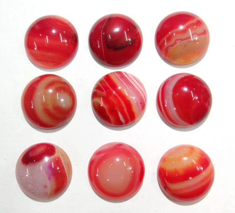 

Wholesale 30pcs natural stone round 20mm cabochon No hole red stripe agates beads For DIY Making Jewelry Ring accessories