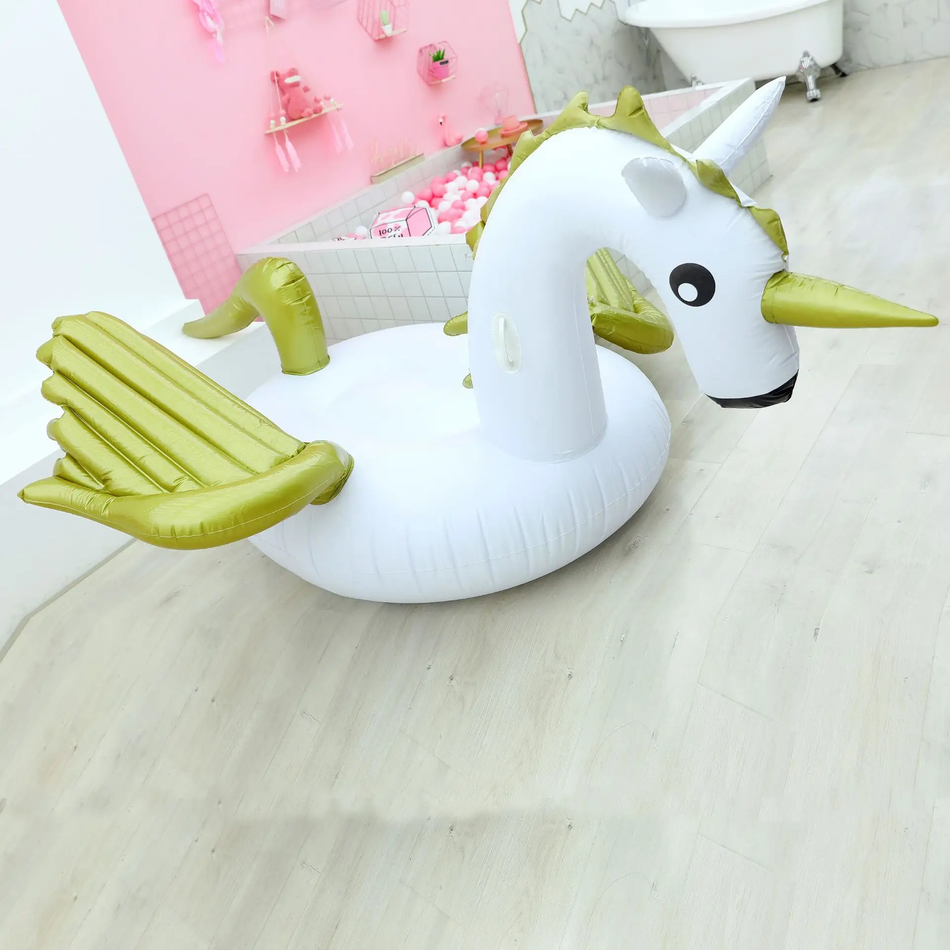 Kỳ Lân Khổng Lồ Bể Bơi Phao Bơi Đệm Bơm Hơi Bơi Vòng Nổi Giường Đi Xe-Trên Bè Bơi Vòng Tròn Tiệc Bể Bơi Đồ Chơi 240cm