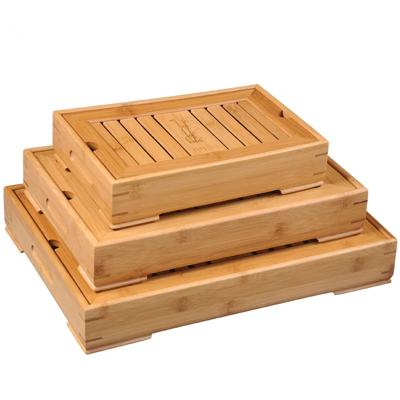 

[GRANDNESS] Tea Serving Bamboo Tray Natural Bamboo Tray Chinese Kung Fu Tea Tray Reservoir & Drainage Type Kungfu Tea Tray