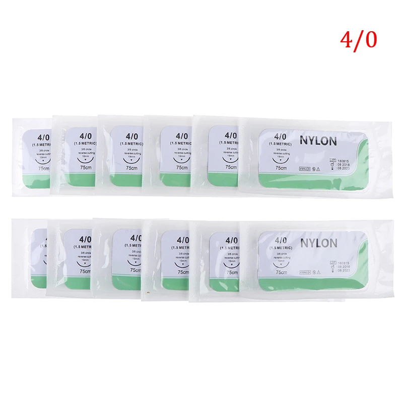 Kit de suture de fil médical, nylon, monofilament, non uniquement, chirurgical, pratique, chaud, 12 pièces