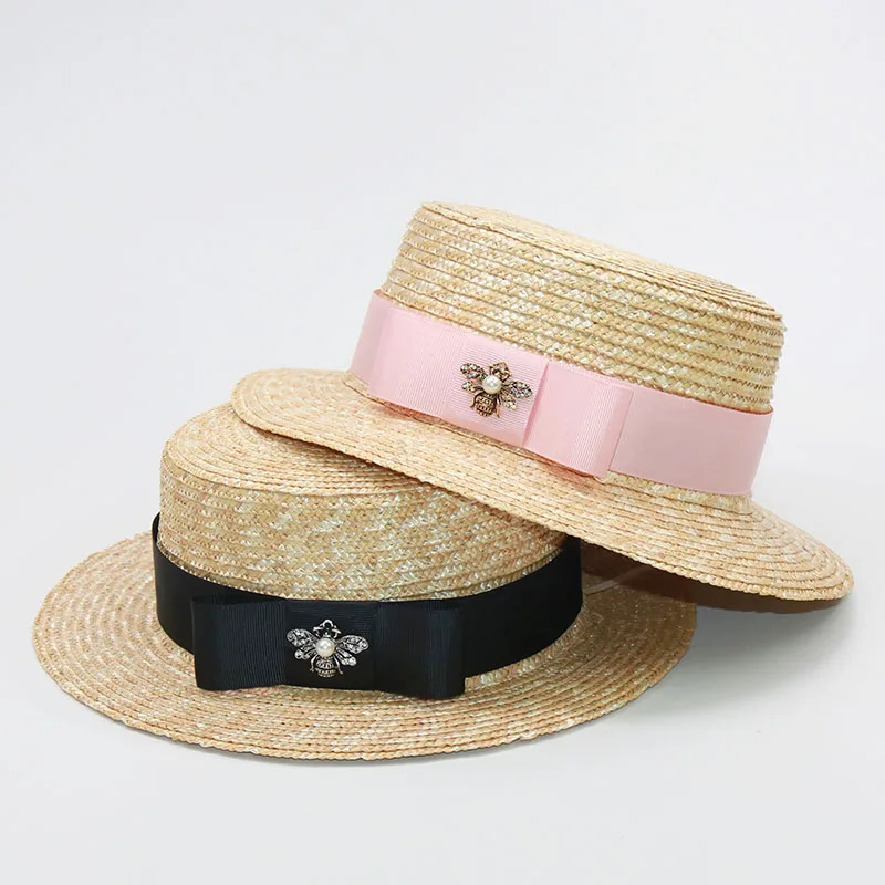 Parent-child Sun Hat Fashion Bee Women Summer Straw Visor Hats Cute Girls Beach Hats Holiday Gift Wholesale NH482