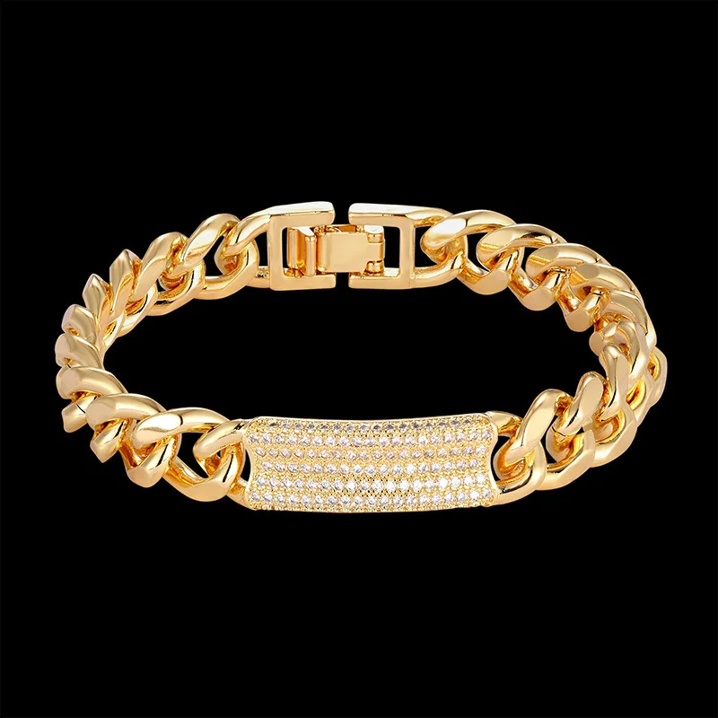 Copper Zircon Bangle BlingBling Luxury Designer Charm Cuban Chain Classic Famous Brand Bracelet For Women Best Gift Love Jewelry