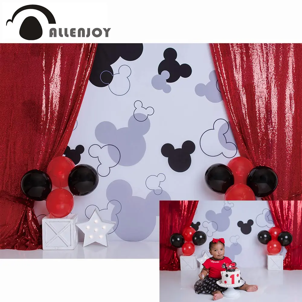 

Студийный Фотофон Allenjoy с изображением мыши и торта для детской фотосъемки на день рождения