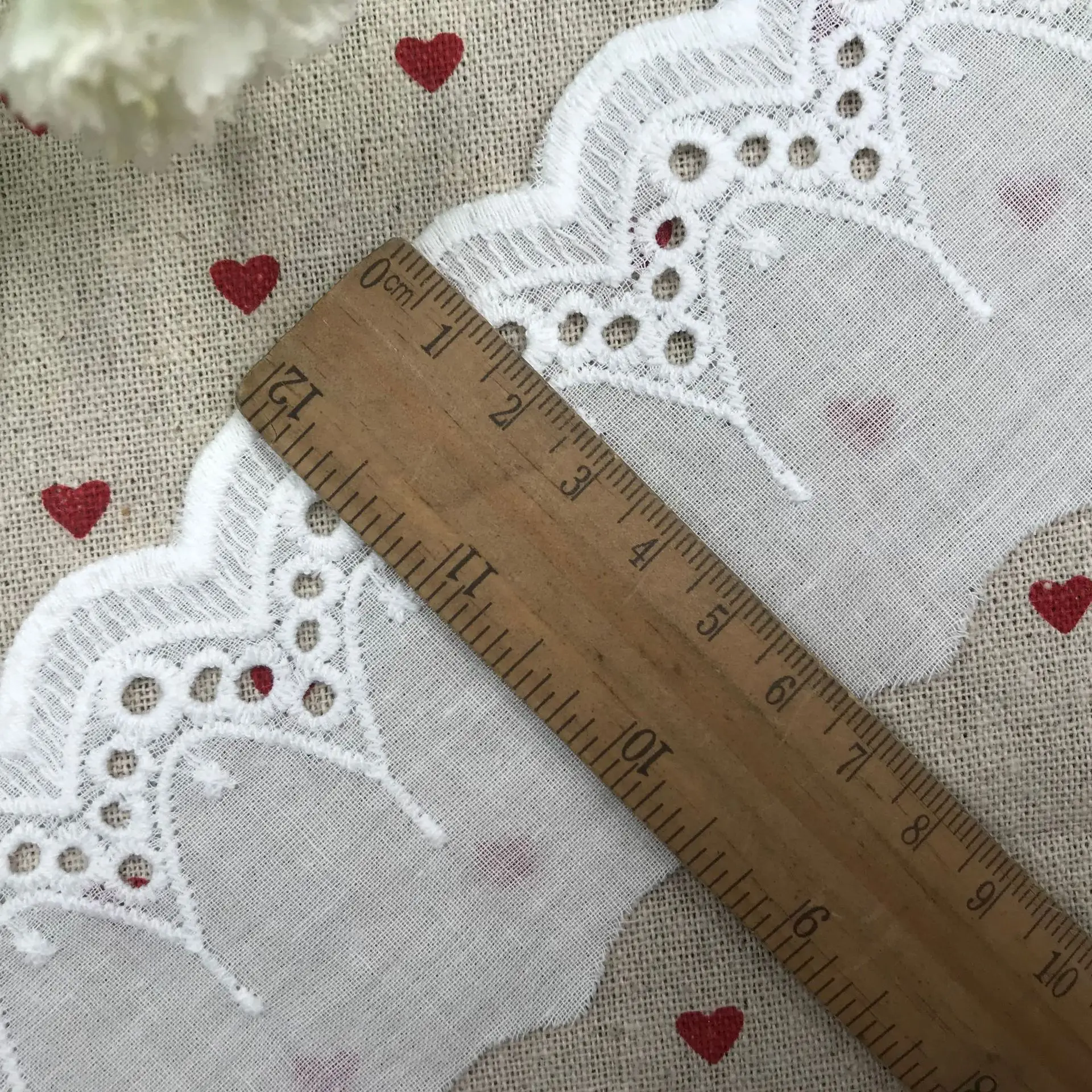 6.5CM Wide New Embroidery White Flower Lace Fabric Trim Ribbon Applique DIY Sewing Collar Ruffle Guipure Wedding Cloth Decor