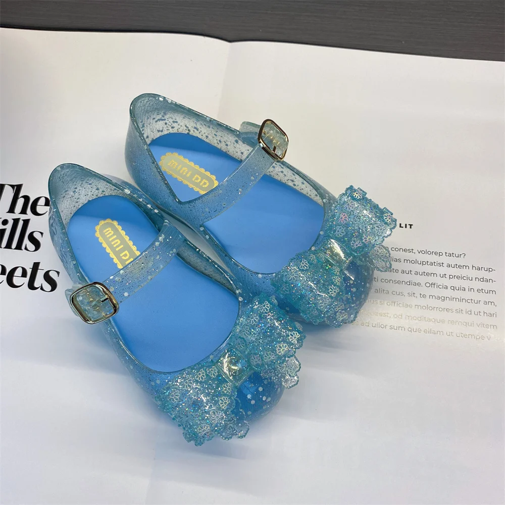 Fashion Summer Children's Jelly Shoes Casual Girls Shinny Bow Soft Kids Princess Beach Sandals туфли для девочки DD024