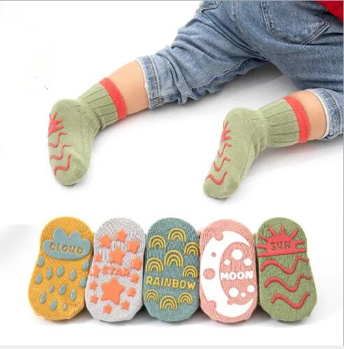 3Pairs 0-5Y 2021 new spring baby socks non-slip dispensing baby toddler socks cute cartoon early education floor socks