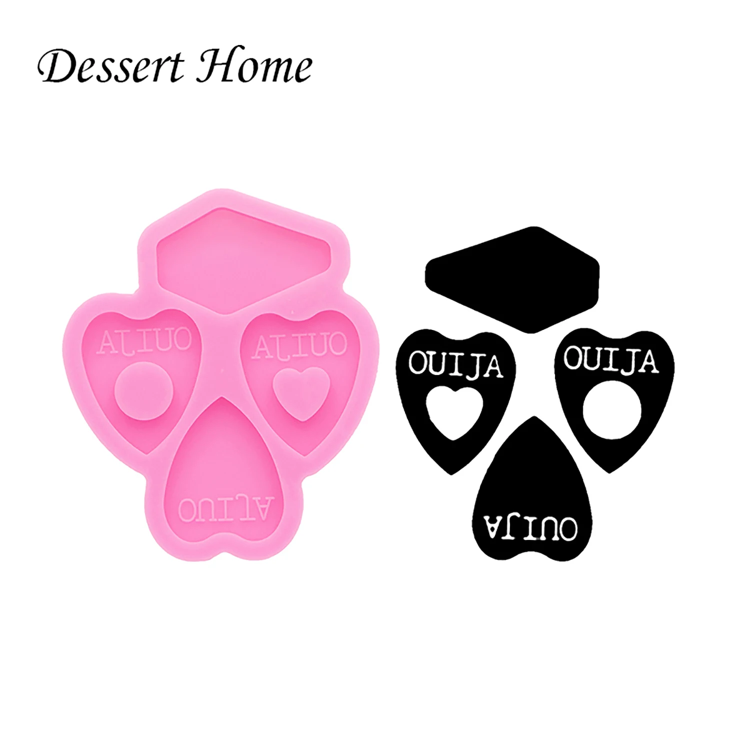 DY0336 Bright Ouija Board Hearts Mold Resin Craft Fit Perfectly on A Pop, Coffin earring Studs Silicone Mould DIY with Epoxy