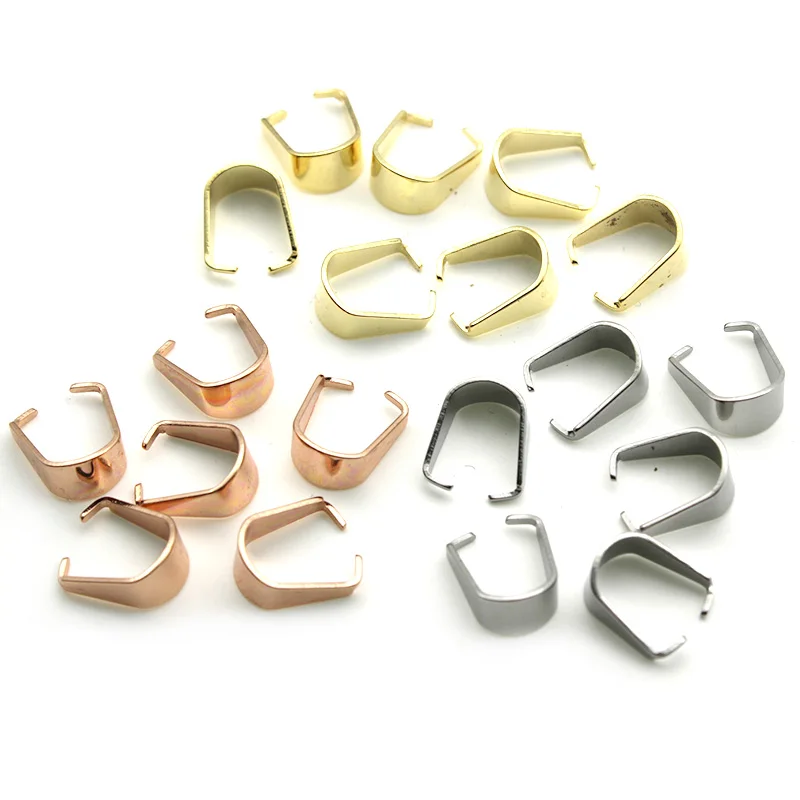 

50pcs Stainless Steel Pendant Clips Pinch Bail Clasps Buckle Charm Necklace Hook Connector For DIY Jewelry Making Accessories