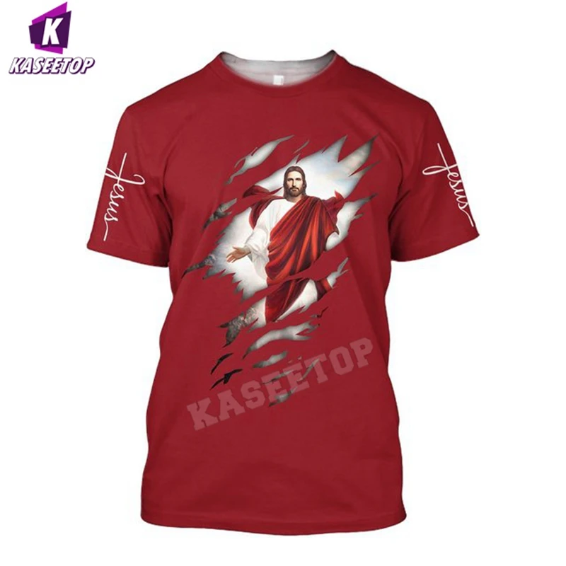 NewGod Christian Catholic Jesus Men T Shirt O-Neck Cosplay Costume Casual Hip Hop 3D Print T-shirt Camisetas Hombre Tracksuit