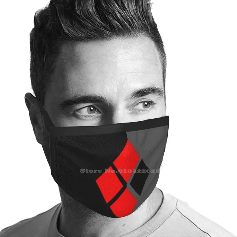 Symbol Dust-Proof Breathable Outdoor Mouth Mask Quinn Logo Symbol Bath Cool Evil Villain Gray Red Black