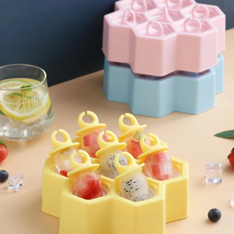 Ice Cube Tray mit Deckel 37 Grids Honeycomb Mini Eismaschine Cube Umweltfreundliche Hohlraum Silikon Tablett Form Dropshipping