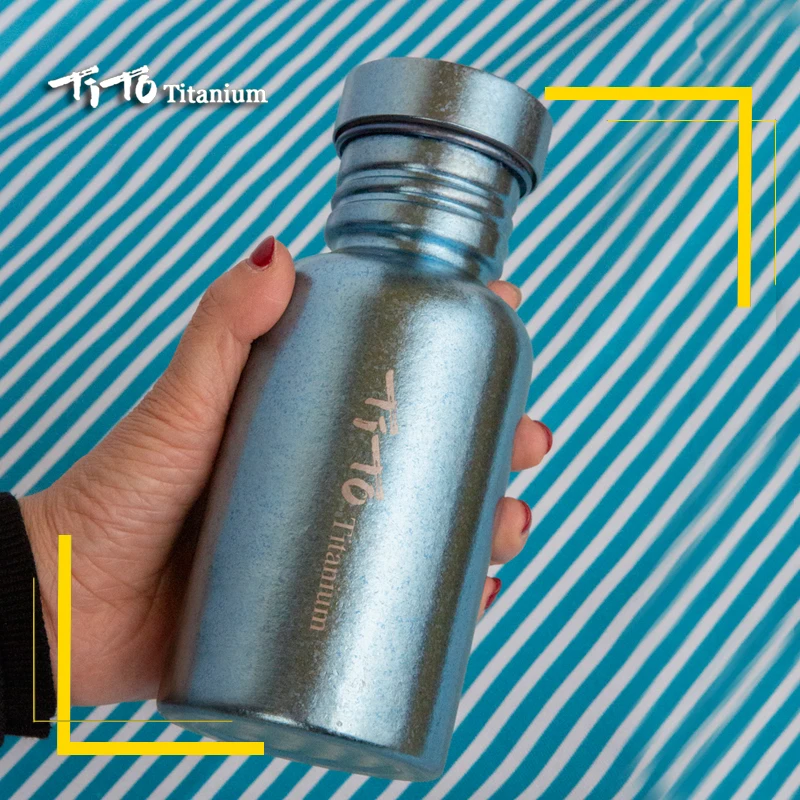 TiTo Pure Titanium Water Bottle Bicycle Drinkware bike outdoor camping Cycling Hiking Lid Titanium Sports Bottle cup kettle