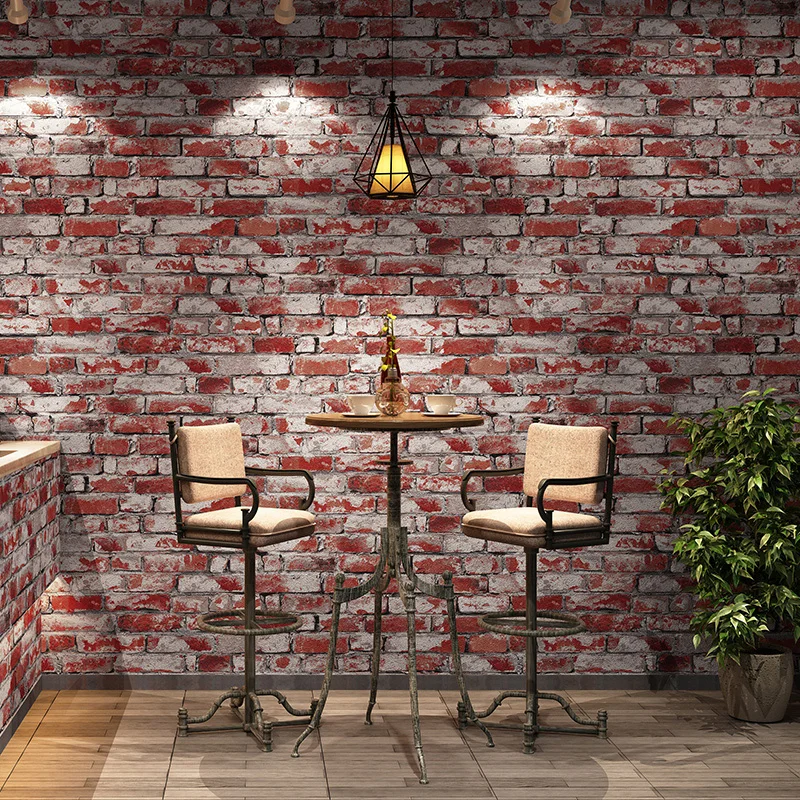 

Rustic Vintage 3D Faux Brick Wallpaper Roll Vinyl PVC Retro Industrial Loft Wall Paper Red Brown Grey Yellow Washable