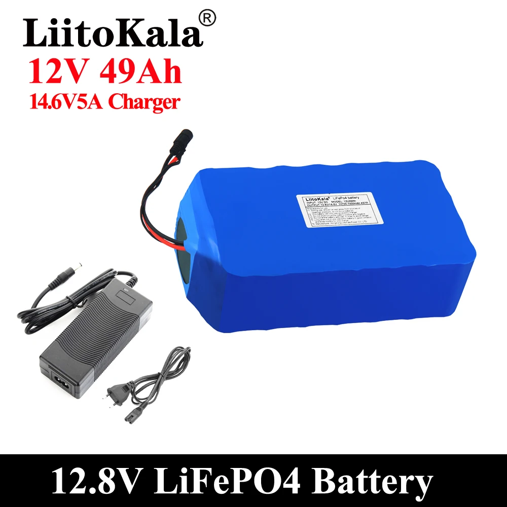 LiitoKala 12V 50Ah Lifepo4 Battery Pack Balanced BMS for Electric Boat and Uninterrupted Power Supply 12.8V with 4S 100A BMS