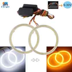 2PCS Car Angel Eyes LED Halo Rings for Headlights COB Lights 9-30V White and Yellow 60mm 70mm 80mm 90mm 100mm with Plasic Cover